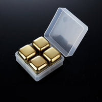 Luxurious Stainless Steel Ice Ball Set with Tongs - Golden Finish - Slow-Melting & Eco-Friendly