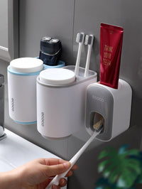 Wall-Mounted Toothpaste Dispenser & Toothbrush Holder – Automatic Bathroom Organizer