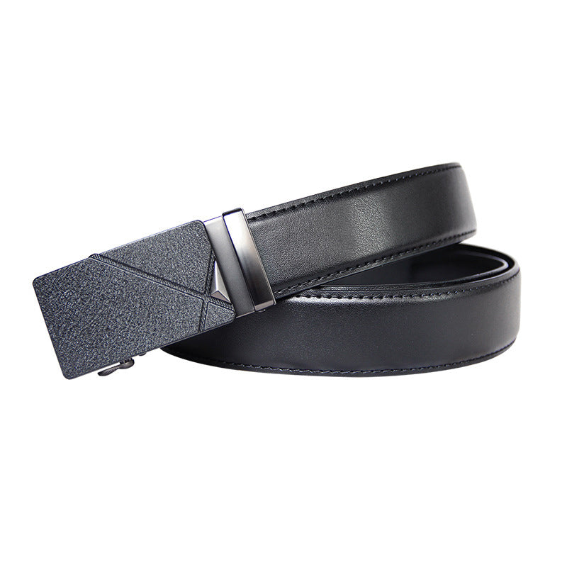 Ratchet Automatic Buckle Leather Belt for Men – Sliding Buckle Dress Belt