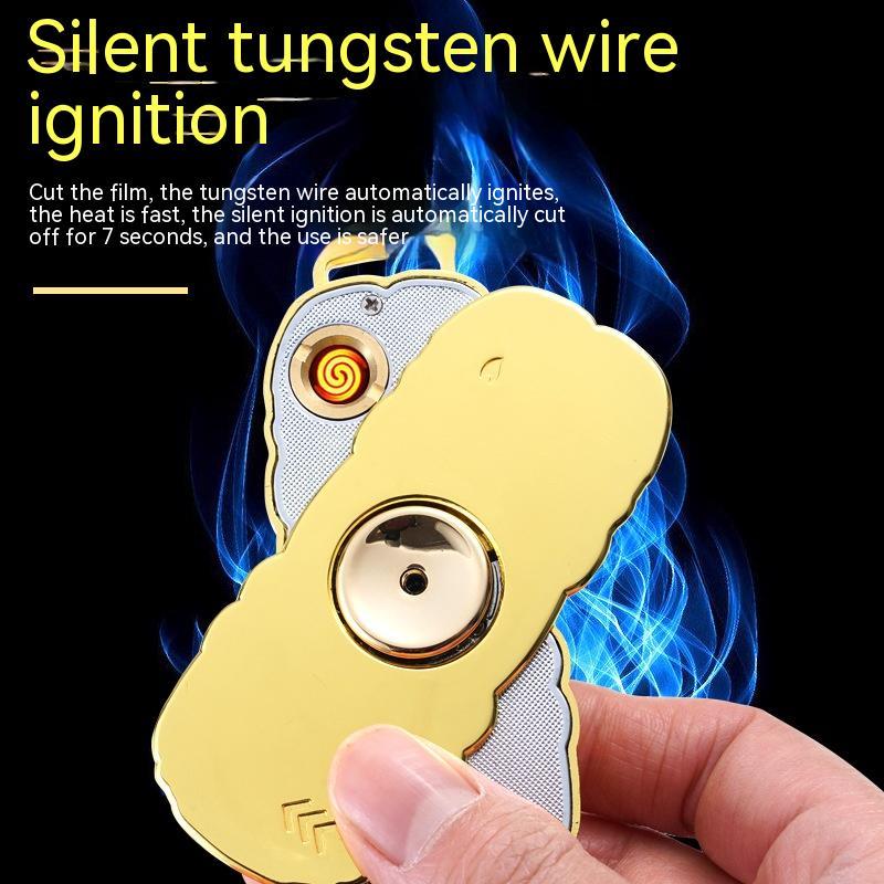 USB Rechargeable Fidget Spinner Lighter – Windproof Tungsten Coil Ignition (Metal Ice‑Finish Spinner) What Else You Got?
