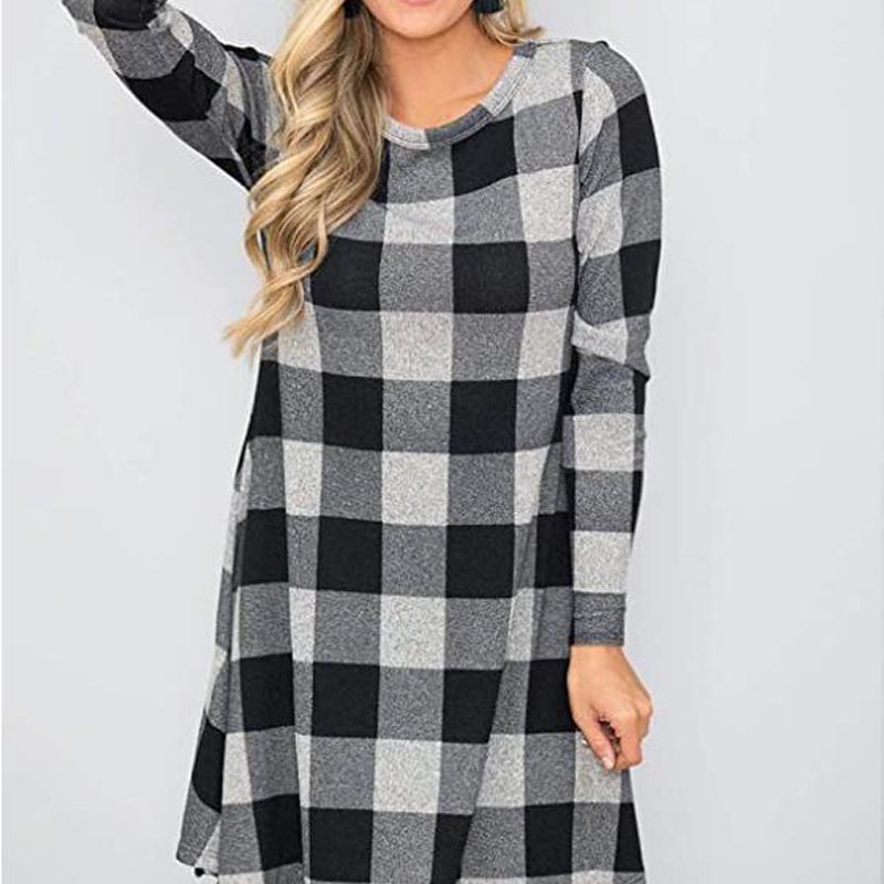 Mid-Waist Slim Plaid Three-Quarter Sleeve Dress What Else You Got?