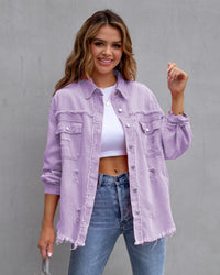 Stylish Ripped Denim Jacket for Women - Trendy Casual Top in Multiple Colors