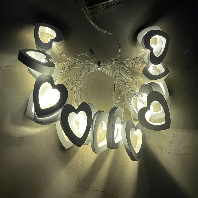 Love Heart String Lights Valentine's Day Wood Light Garland Fairy Lights Wedding Party DIY Decorations Supplies Props What Else You Got?