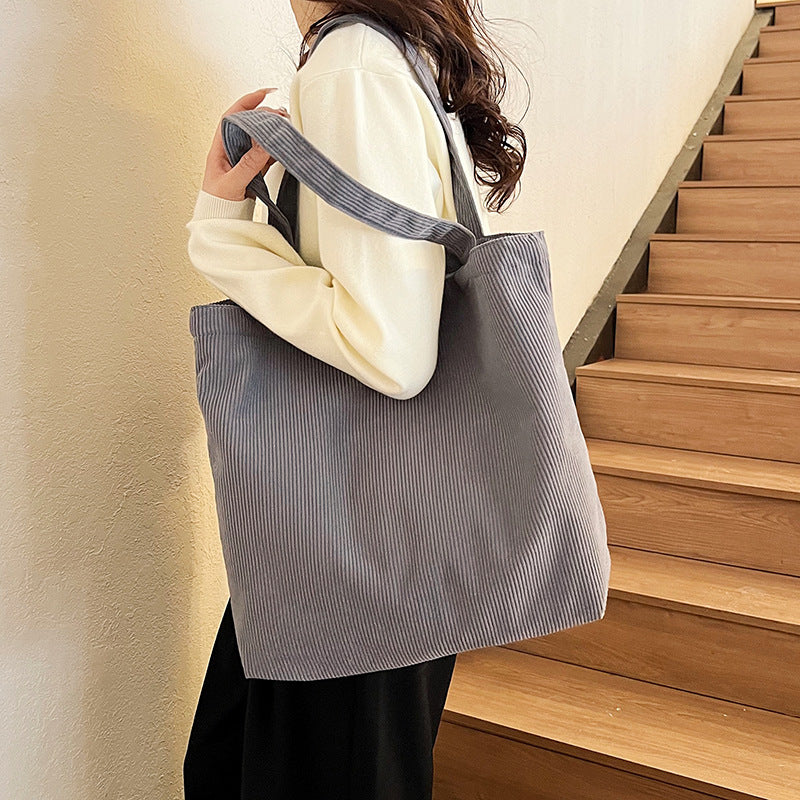 Large-Capacity Corduroy Tote Bag Simple And Stylish Shoulder What Else You Got?