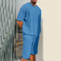 Men's Summer Suit - 2-Piece Loose Fit Outfit with Hippie Shirt & Shorts Set - Casual Comfortable Polyester Set