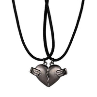 Heart-Shaped Love Necklace 2-Pack - Personalized Valentine's Day Jewelry for Him & Her - Cross Chain Alloy Pendant