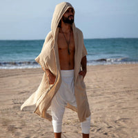 Hooded Sun-Protective Beach Shirt Mens Resort Cape