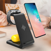 3-in-1 Fast Wireless Charging Station - Charger Stand for Phone, Watch & Earbuds
