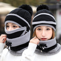 Cozy 3-Piece Winter Hat Set for Women - Knitted Beanie, Scarf & Neck Warmer - Warm & Stylish - Perfect for Cold Weather - Available in Multiple Colors