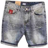 Vintage Denim Cropped Pants - Light Blue Retro Style with Cozy Fuzzy Hems