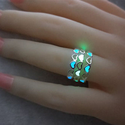 Glow-in-the-Dark Heart Ring – Adjustable Romantic Jewelry
