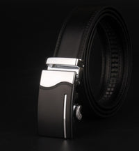 Men's Leather Belt with Engraved Buckle - Casual Retro Waist Belt for Jeans & Everyday Wear