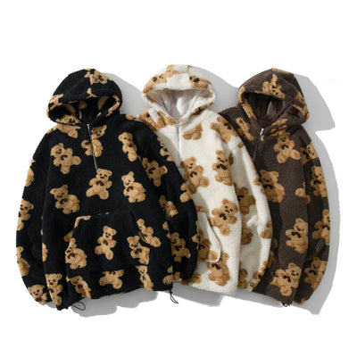 Vintage Bear Print Sweater - Retro Japanese Hoodie with Christian Comfort
