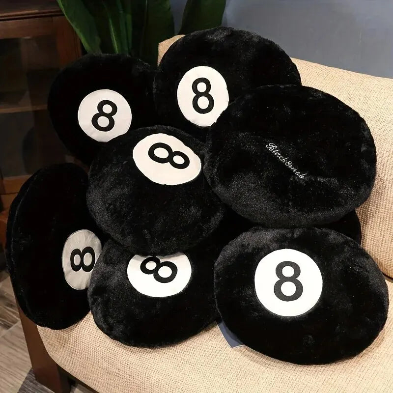 Poolside Faith 8-Ball Plush Pillow - Fun Billiards Decor for Home & Game Room