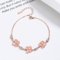 Opal Crystal & Zircon Diamond Heart Bracelet – Rose Gold Jewelry for Women, Luxury Gemstone Gift