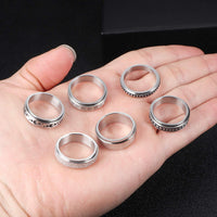 Stainless Steel Spinner Ring – Vintage Moon & Stars Fidget Ring for Stress Relief (Unisex, Rotatable)