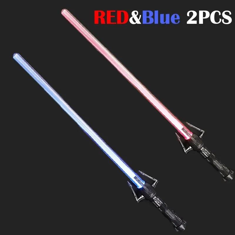 2pcs Retractable Double Lightsaber Toy Set - Red & Blue Glowing Cosplay Sword for Kids - Interactive Battle Weapon Gift