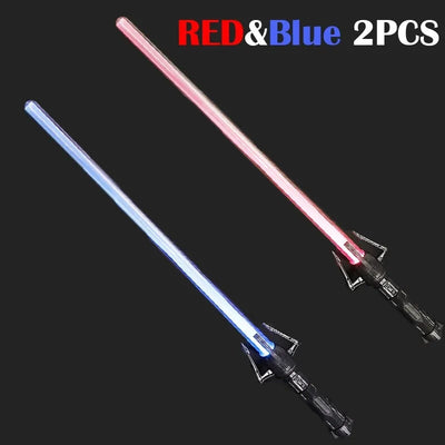 2pcs Retractable Double Lightsaber Toy Set - Red & Blue Glowing Cosplay Sword for Kids - Interactive Battle Weapon Gift