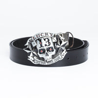 Skull Buckle Men's Leather Belt - Trendy Christian Skateboard Style - Genuine Leather