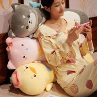Removable Animal Plush Body Pillows – Washable Rabbit, Pig, Dog & Duck Cuddle Toys