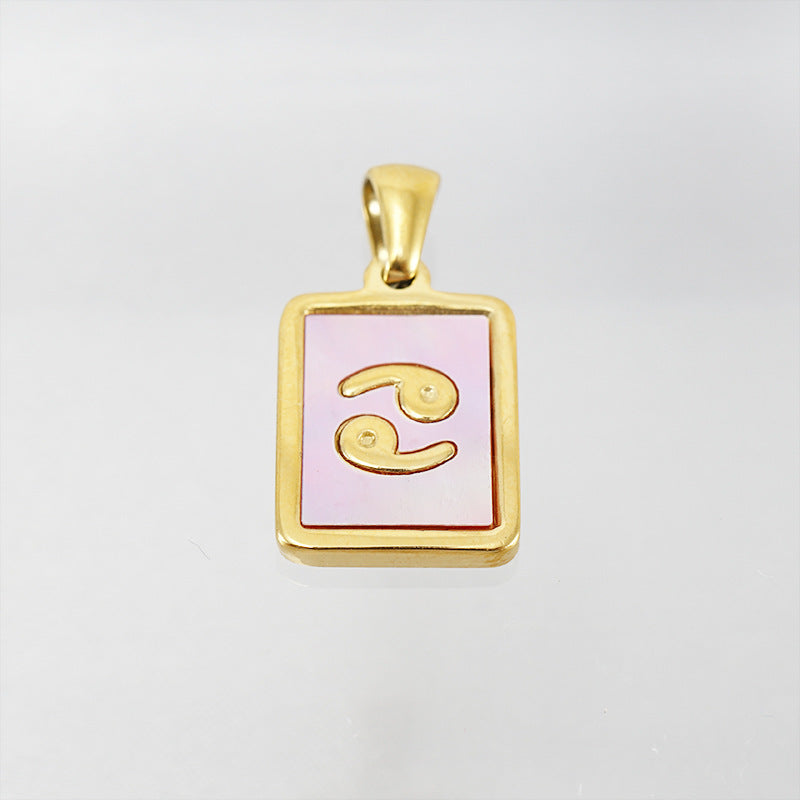 Stainless Steel Square Shell Zodiac Necklace What Else You Got?