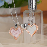 Magnetic Heart Mosaic Couples Necklace Set – Matching Pendants for Him & Her | Christian Gift Idea