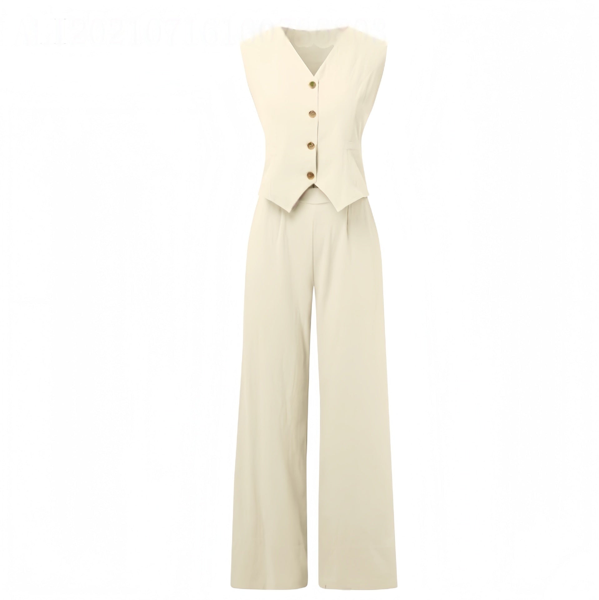 Summer Vest Suits V-neck Botton Sleeveless Top And Loose Straight Trousers Casual Womens Clothing What Else You Got?