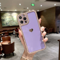 Stick Rhinestone Love Phone Case Electroplated Edge Soft Shell