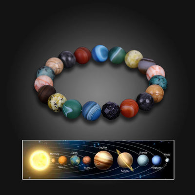Solar System Planet Bracelet – Natural Stone Chakra Bead Jewelry for Everyday Wear