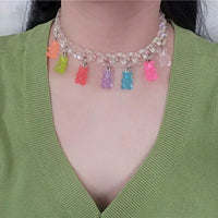 Y2K Gummy Bear Pendant Necklace – Candy-Core Charm Jewelry for Women