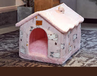 Cozy Foldable Pet House – Warm & Safe Dog & Cat Bed for Winter (5 Colors & 3 Sizes)