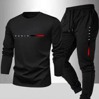 Men’s Casual Two-Piece Outfit Set – Lightweight Long-Sleeve Top & Pants in Faux Cotton (S–3XL)