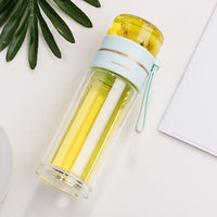 Elegant Glass Tea Infuser Bottle - Leakproof, Double-Wall, BPA-Free & Heat-Resistant (400-450ml)