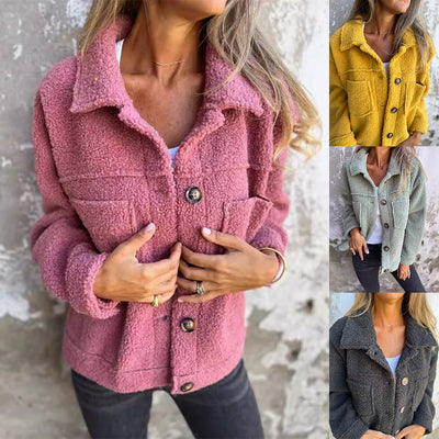 Cozy Lamb Wool Winter Coat - Warm & Stylish Women's Lapel Jacket (S-3XL)