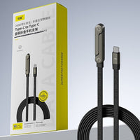 2-in-1 Fast Charging Cable with Foldable Phone Stand – USB-C & USB-A