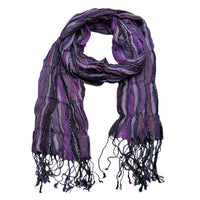 Royal Purple Jacquard Pattern Scarf – Regal Textured Scarf for Evening & Office Wear