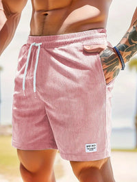 Men's Summer Corduroy Sports Shorts - Breathable Lace-Up Drawstring Pants for Active Lifestyle