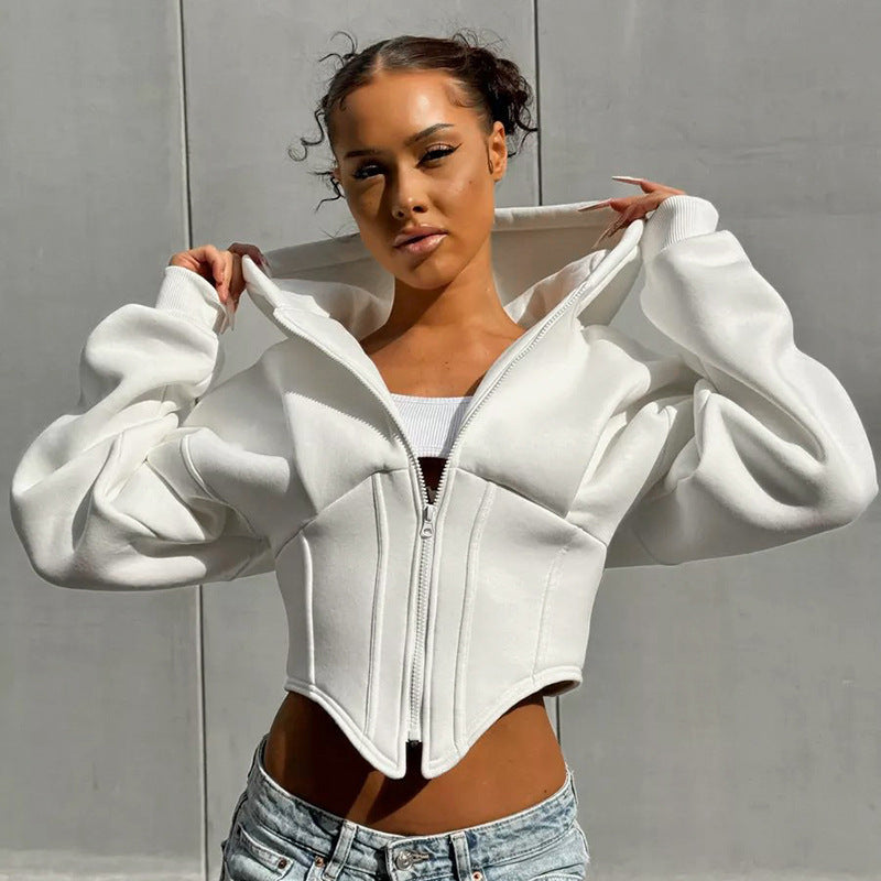Women’s Y2K Zipper Hoodie Cardigan – Slim-Fit Corset-Style Streetwear