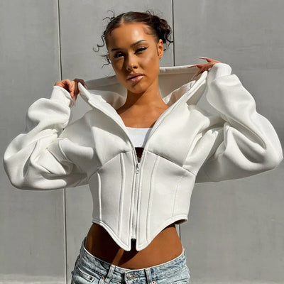 Women’s Y2K Zipper Hoodie Cardigan – Slim-Fit Corset-Style Streetwear