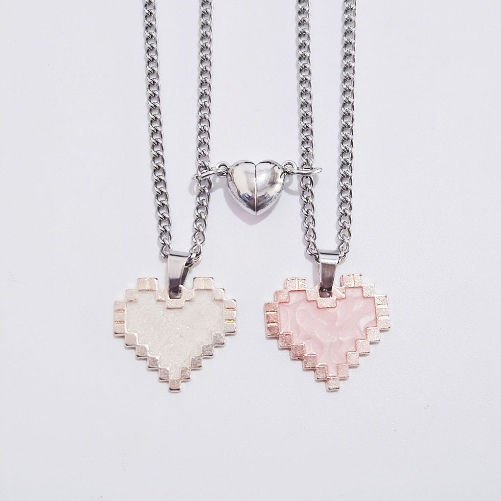 2‑Piece Magnetic Heart Mosaic Necklace Set for Couples What Else You Got?