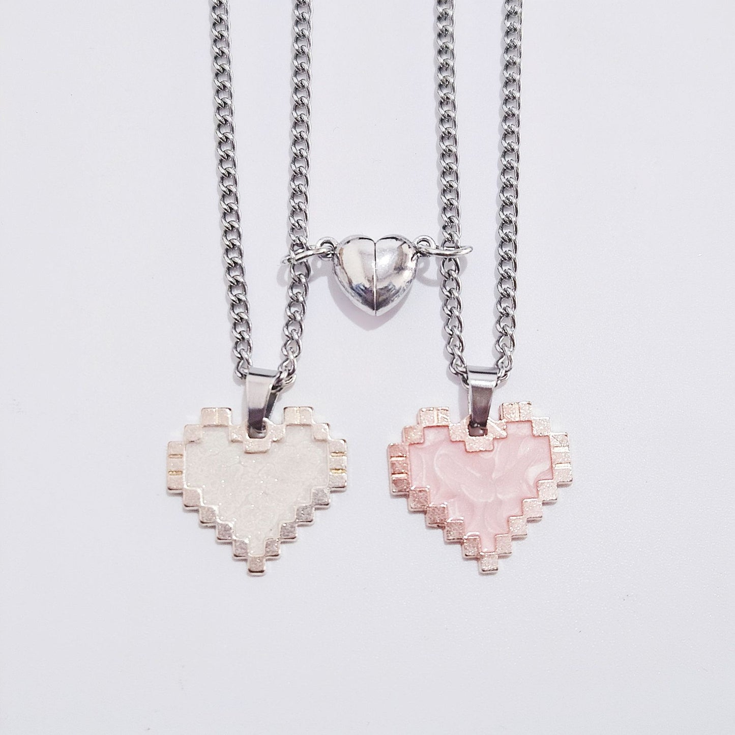 2‑Piece Magnetic Heart Mosaic Necklace Set for Couples What Else You Got?