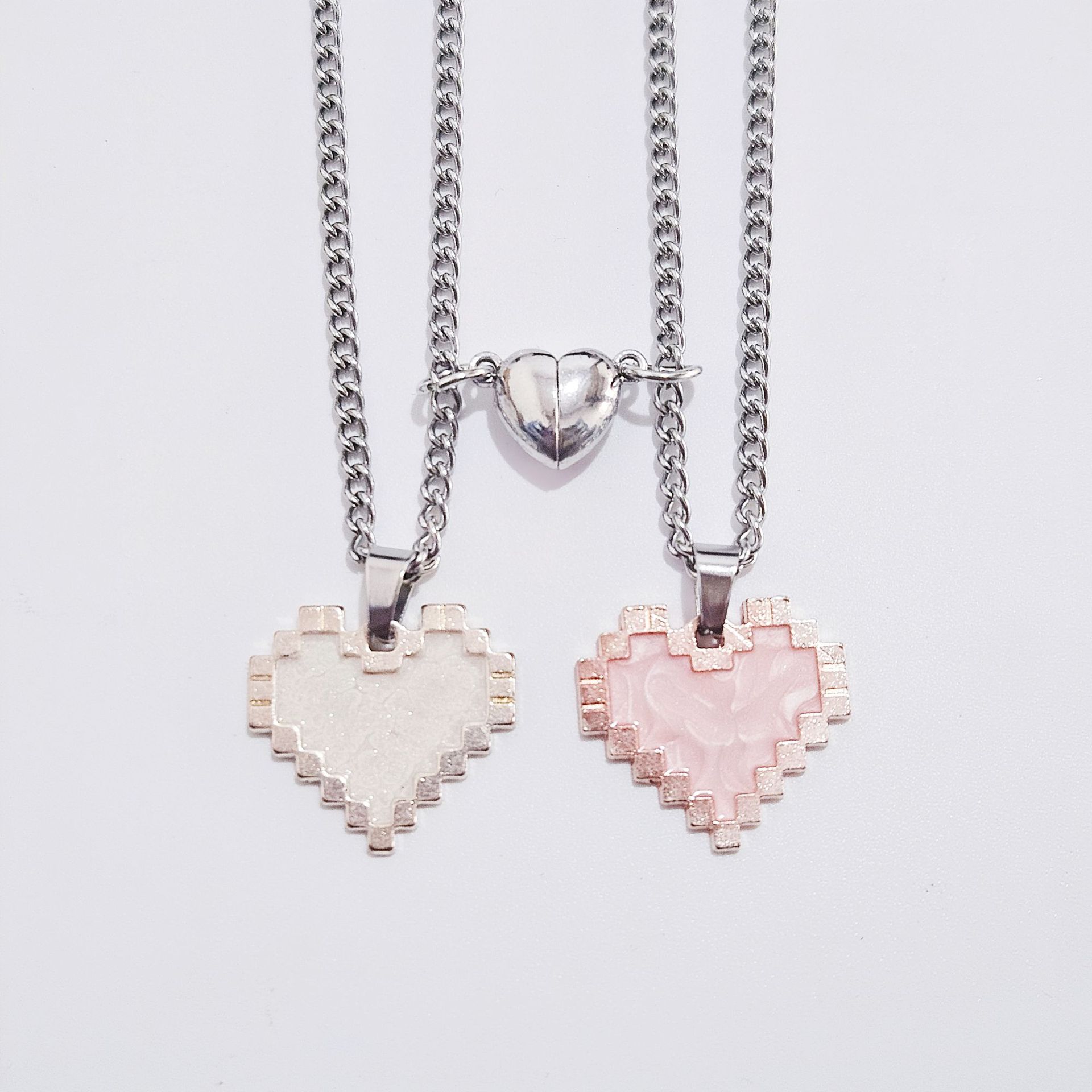 2‑Piece Magnetic Heart Mosaic Necklace Set for Couples What Else You Got?