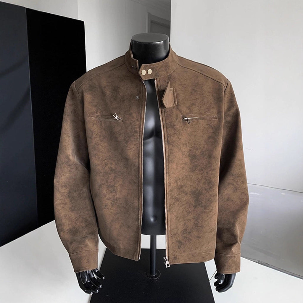 Vintage PU Leather Stand‑Up Collar Biker Jacket What Else You Got?