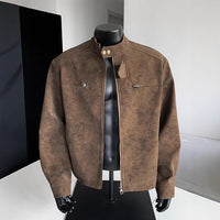 Vintage PU Leather Biker Jacket - Stand-Up Collar Moto Jacket for Men & Women