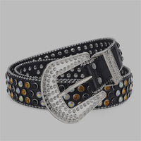 Unisex Punk Rivet Rhinestone Belt - Studded Rock Style Waist Belt for Men & Women