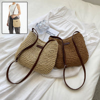 Elegant Handwoven Straw Tote Bag for Beach & Vacation - Coastal Chic Summer Shoulder Bag