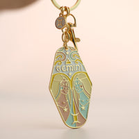 Zodiac Sign Enamel Keychain - Celestial Birthday Gift for All 12 Zodiac Signs