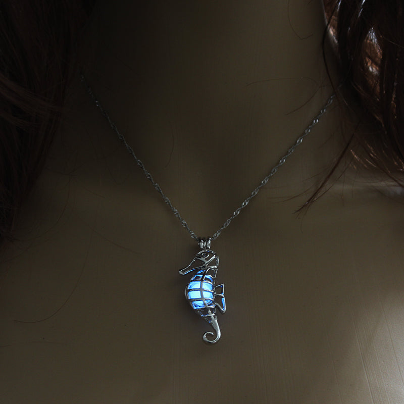 Glow-in-the-dark seahorse hollowed out DIY necklace What Else You Got?