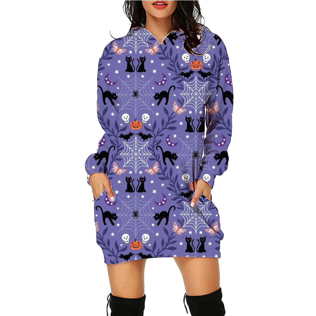 Halloween Print Long Hoodie With Pockets Sweater Long Sleeve Clothes Women What Else You Got?
