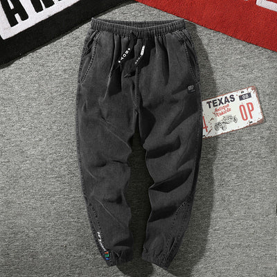 Men’s Modern Streetwear Denim Pants – Wide-Leg Relaxed Fit Cropped Jeans